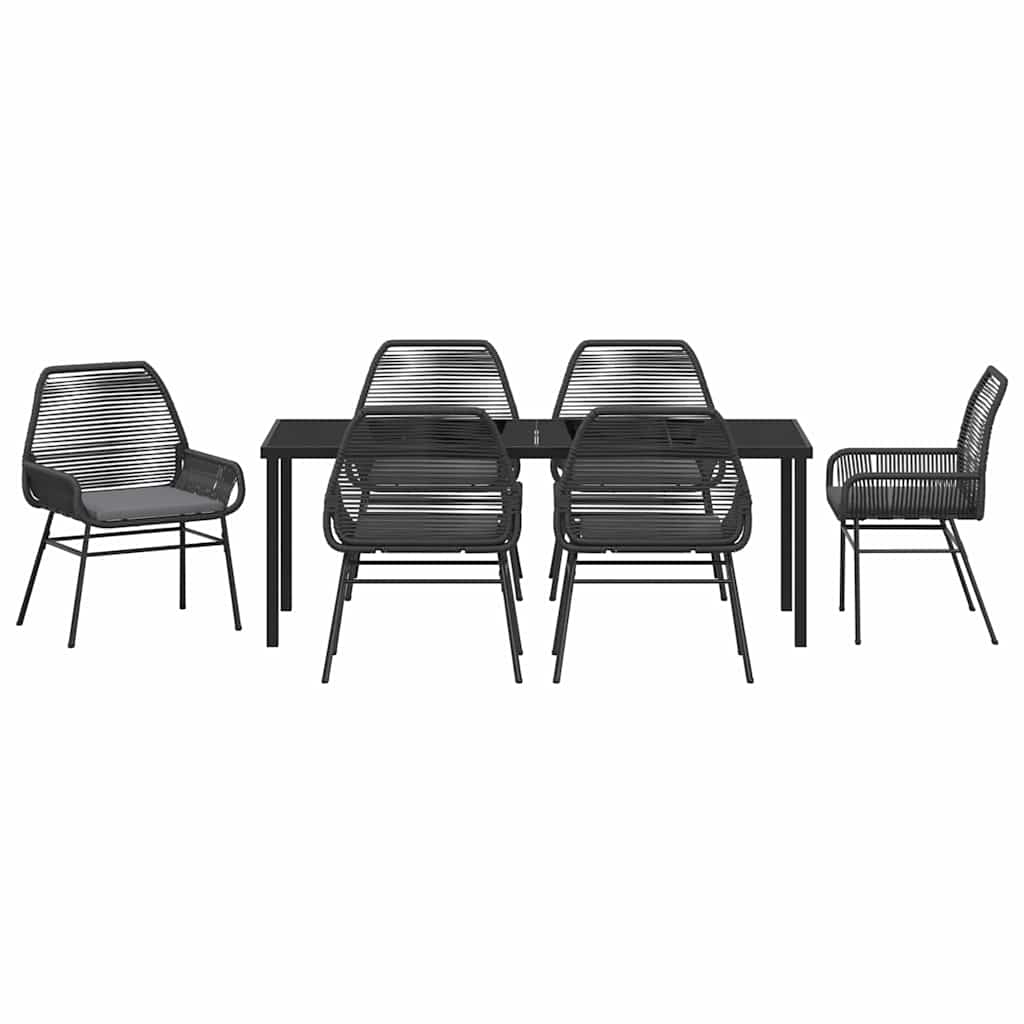 Ensemble de salle à manger pour jardin 7 pcs Noir polyrotin - XIOS