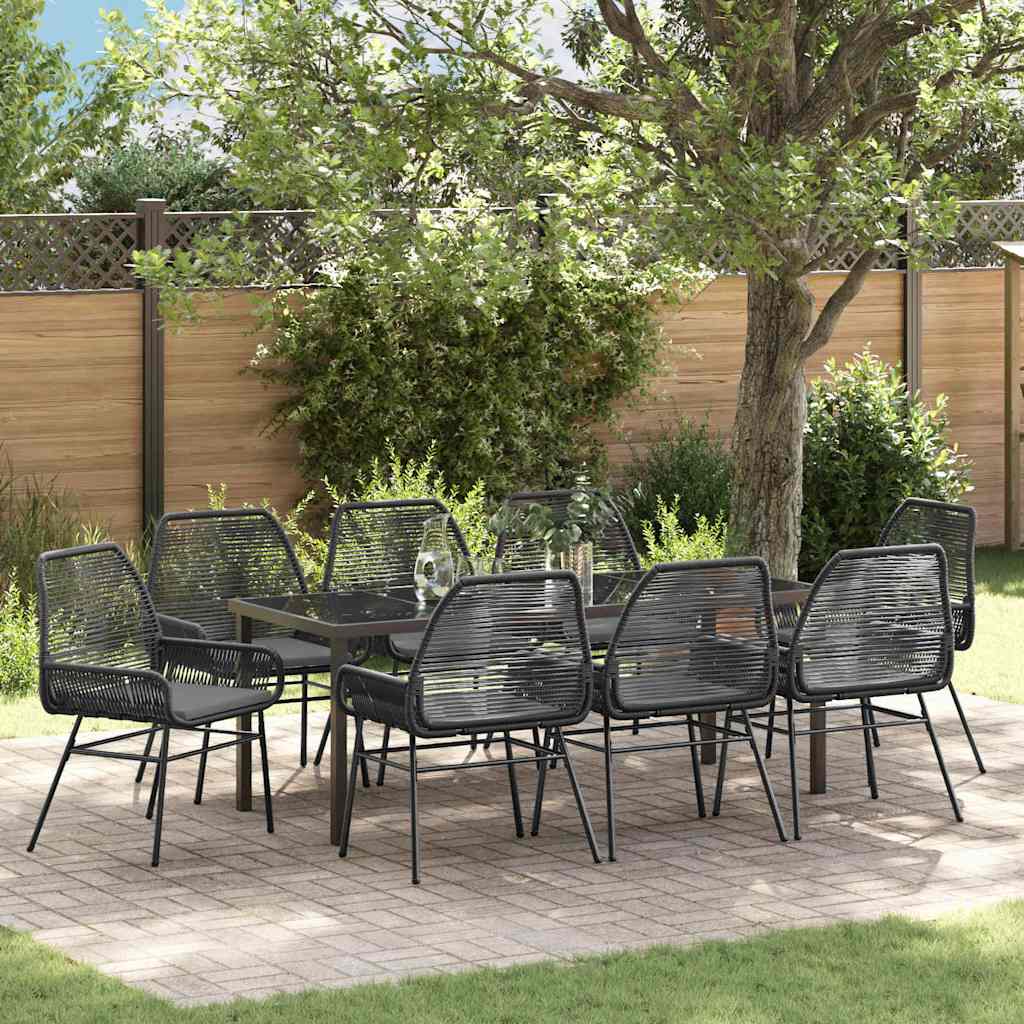 Ensemble de salle à manger pour jardin 9 pcs Noir polyrotin - XIOS