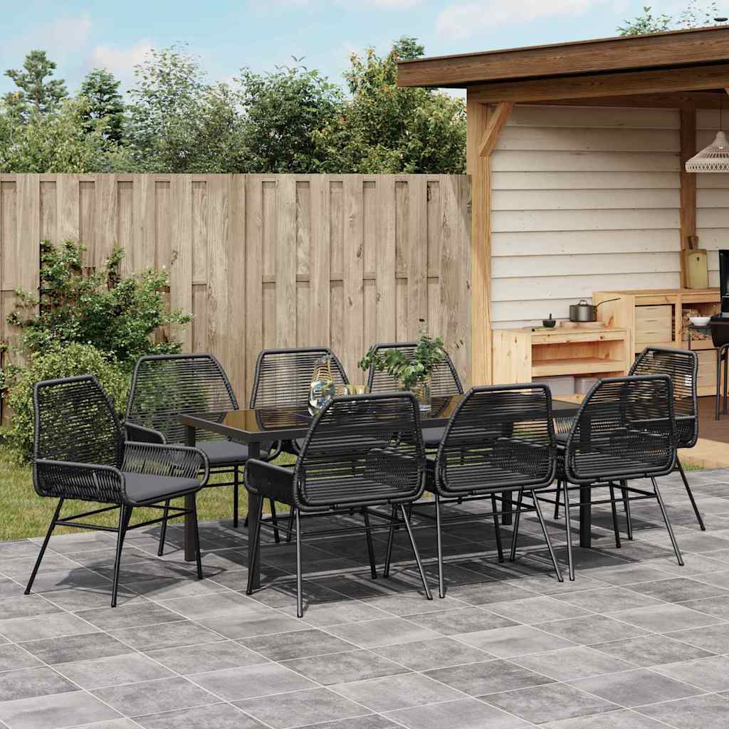Ensemble de salle à manger pour jardin 9 pcs Noir polyrotin - XIOS