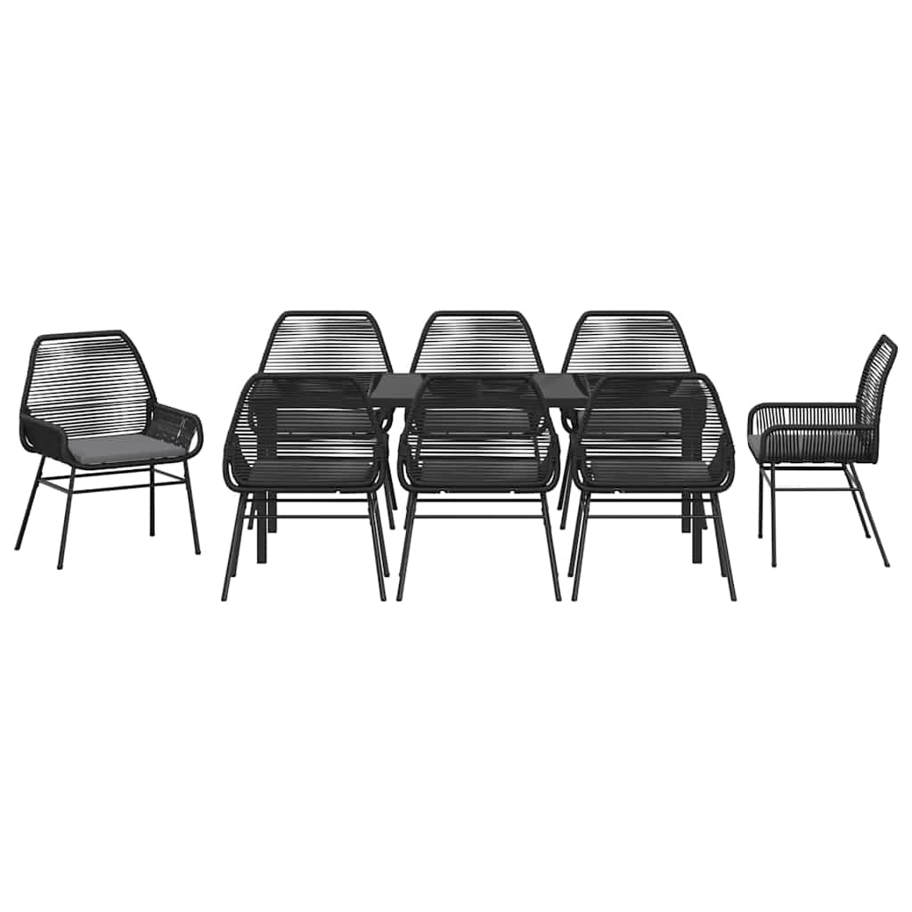 Ensemble de salle à manger pour jardin 9 pcs Noir polyrotin - XIOS