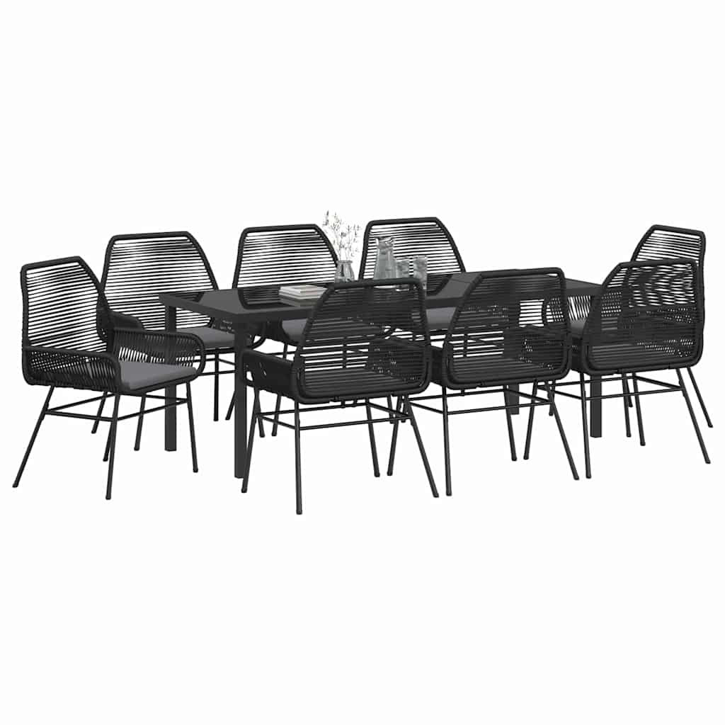 Ensemble de salle à manger pour jardin 9 pcs Noir polyrotin - XIOS