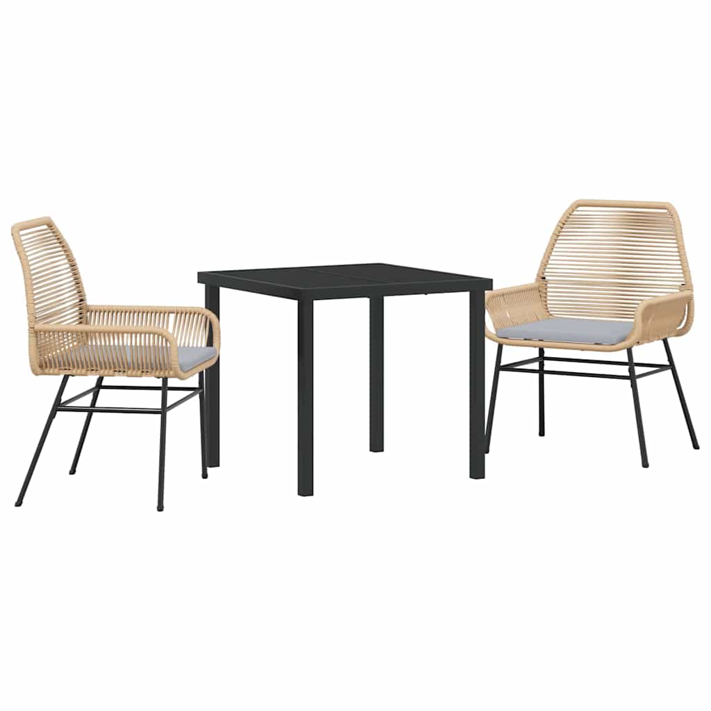 Ensemble de salle à manger pour jardin 3 pcs Marron polyrotin - XIOS