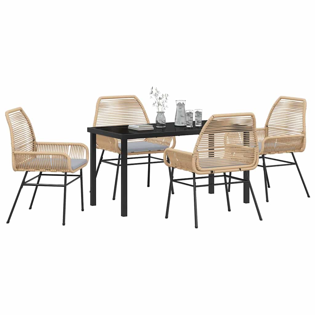Ensemble de salle à manger pour jardin 5 pcs Marron polyrotin - XIOS
