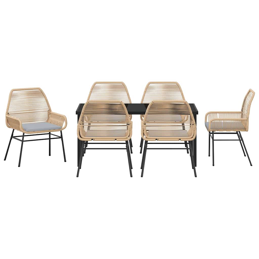 Ensemble de salle à manger pour jardin 7 pcs Marron polyrotin - XIOS
