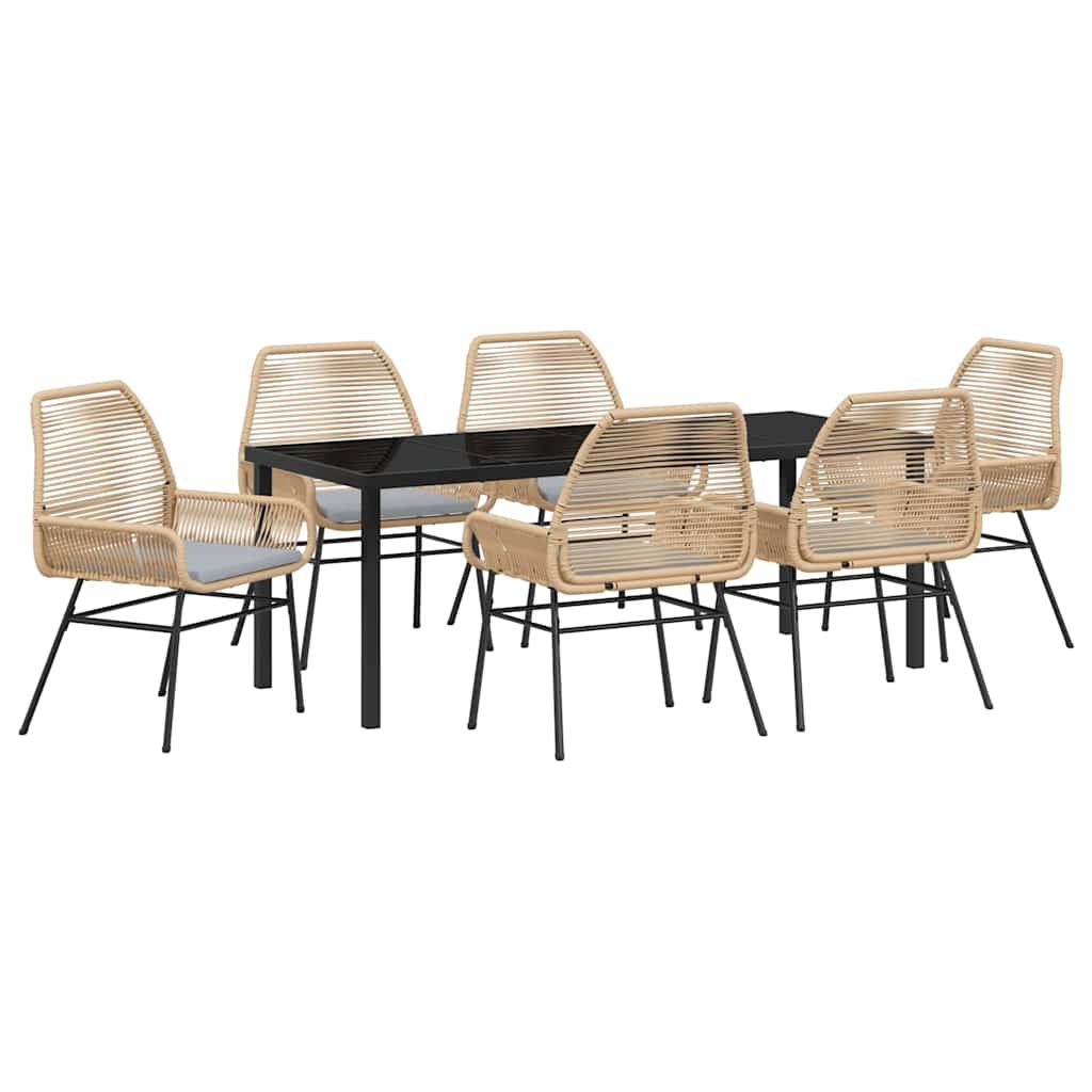 Ensemble de salle à manger pour jardin 7 pcs Marron polyrotin - XIOS