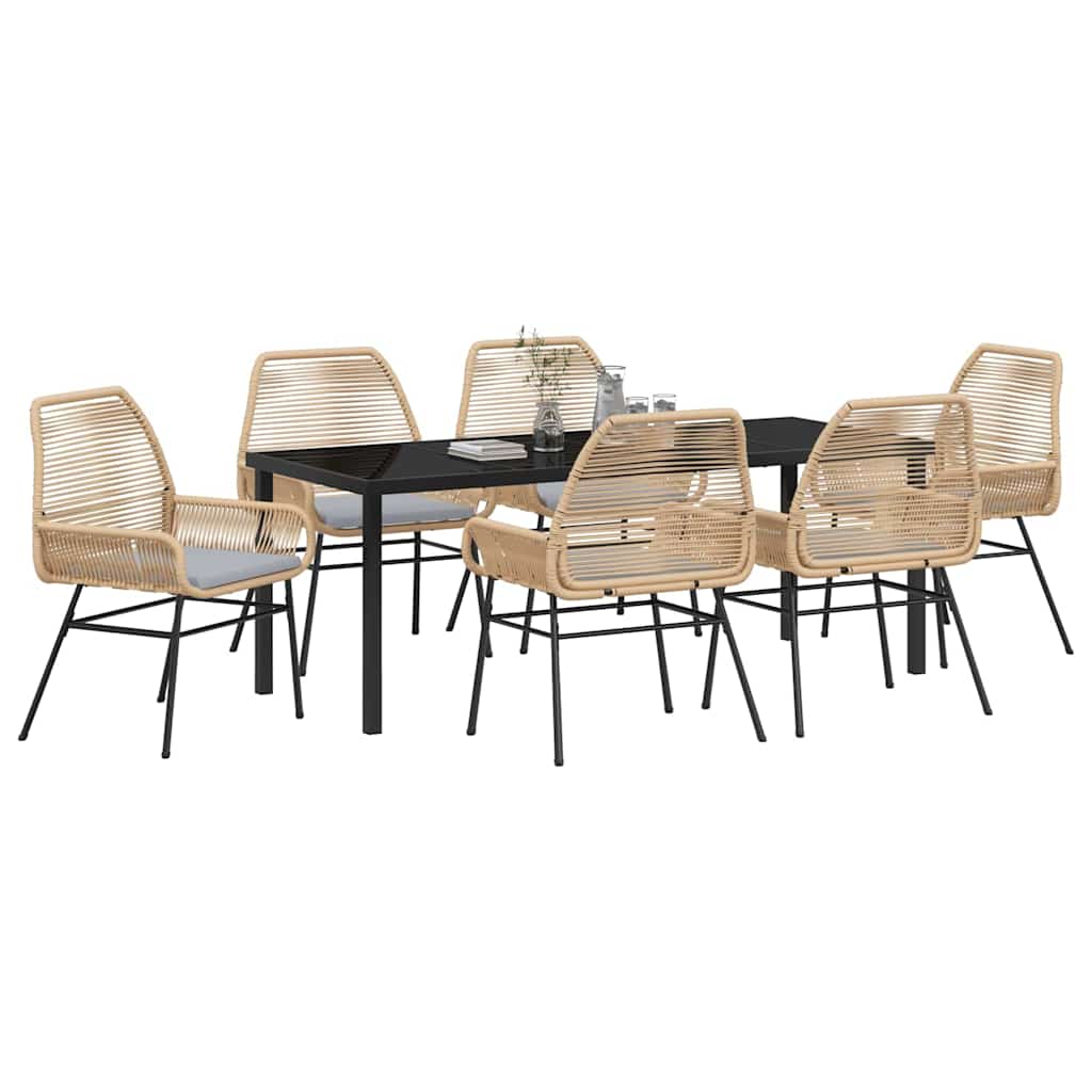 Ensemble de salle à manger pour jardin 7 pcs Marron polyrotin - XIOS