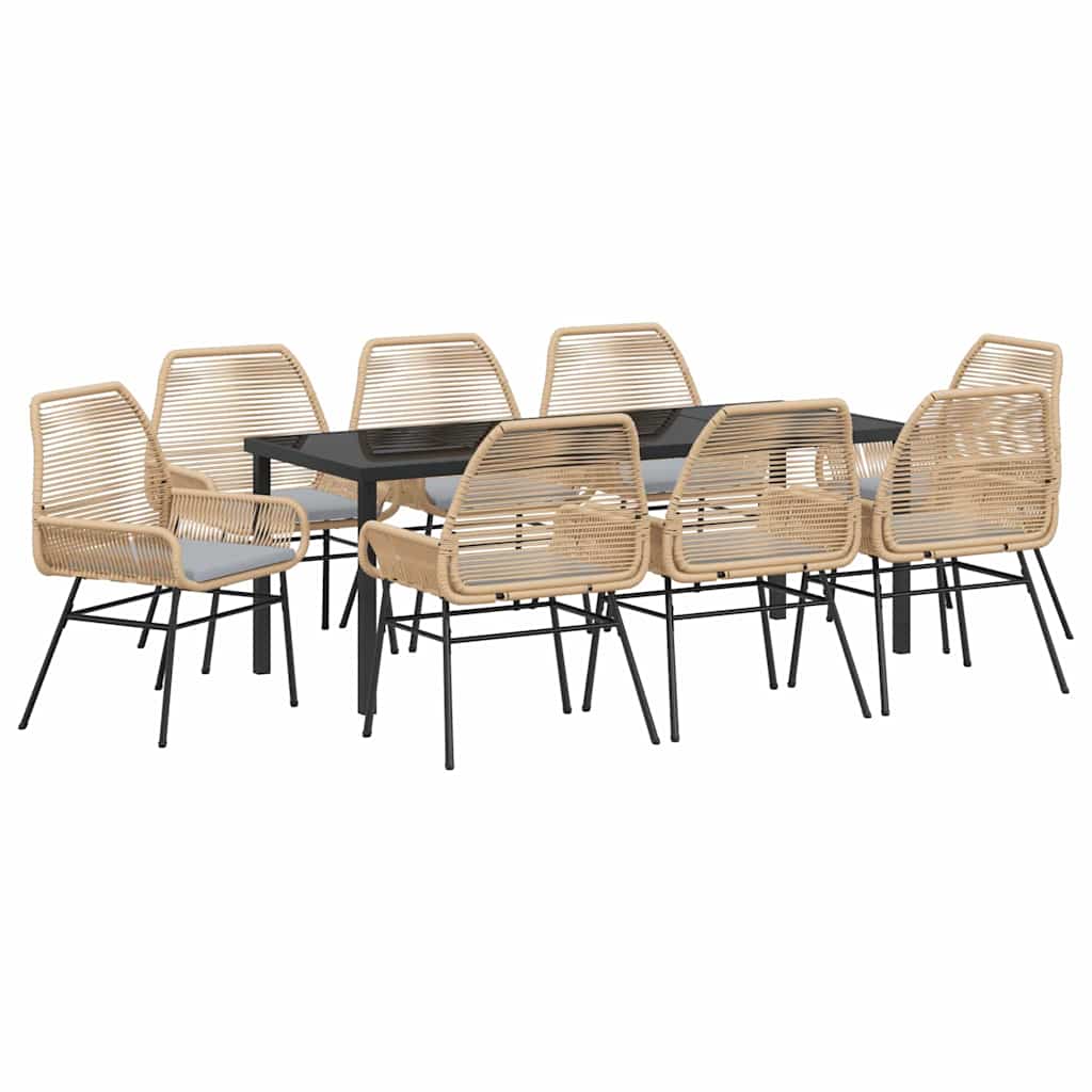 Ensemble de salle à manger pour jardin 9 pcs Marron polyrotin - XIOS