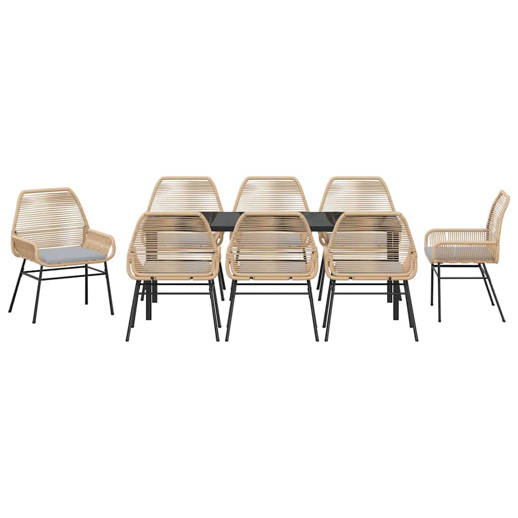 Ensemble de salle à manger pour jardin 9 pcs Marron polyrotin - XIOS