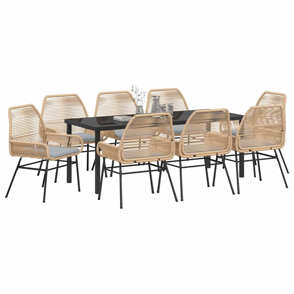 Ensemble de salle à manger pour jardin 9 pcs Marron polyrotin - XIOS