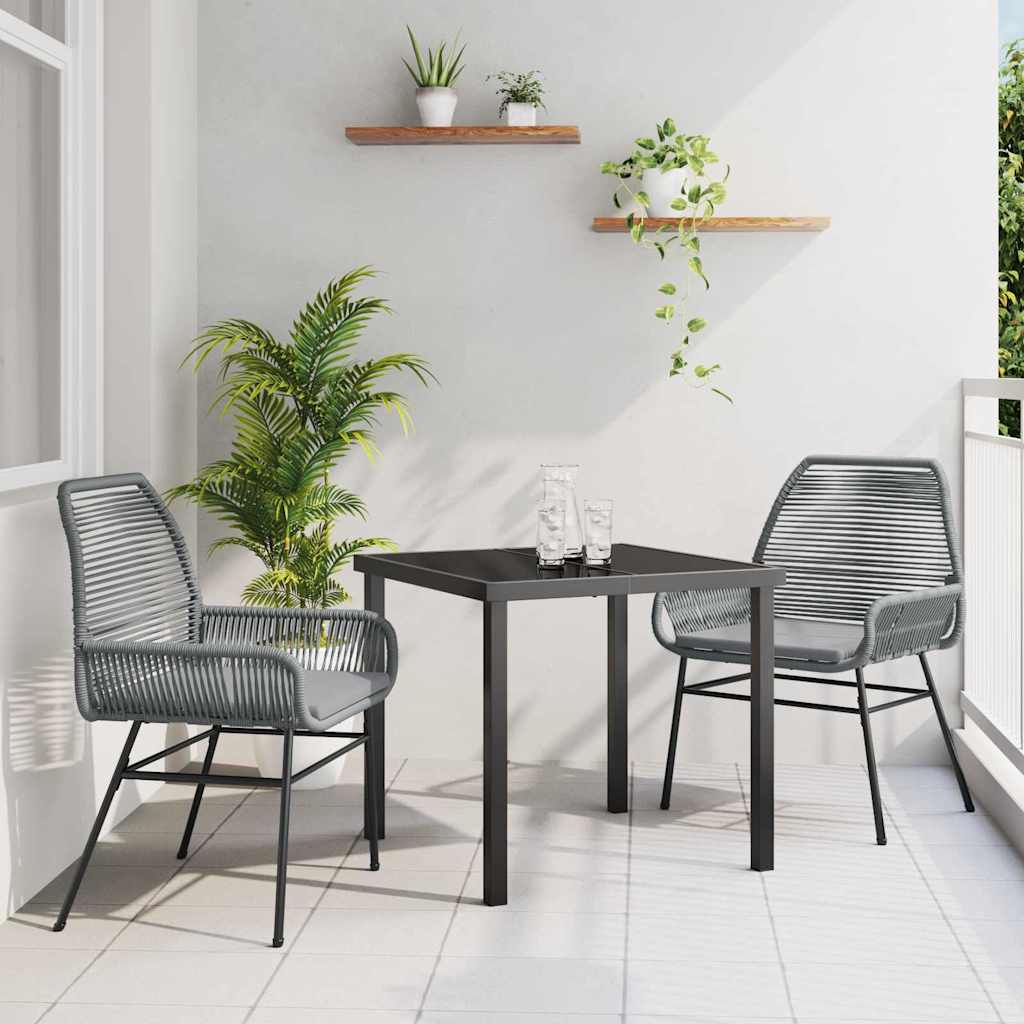 Ensemble de salle à manger pour jardin 3 pcs Gris polyrotin - XIOS