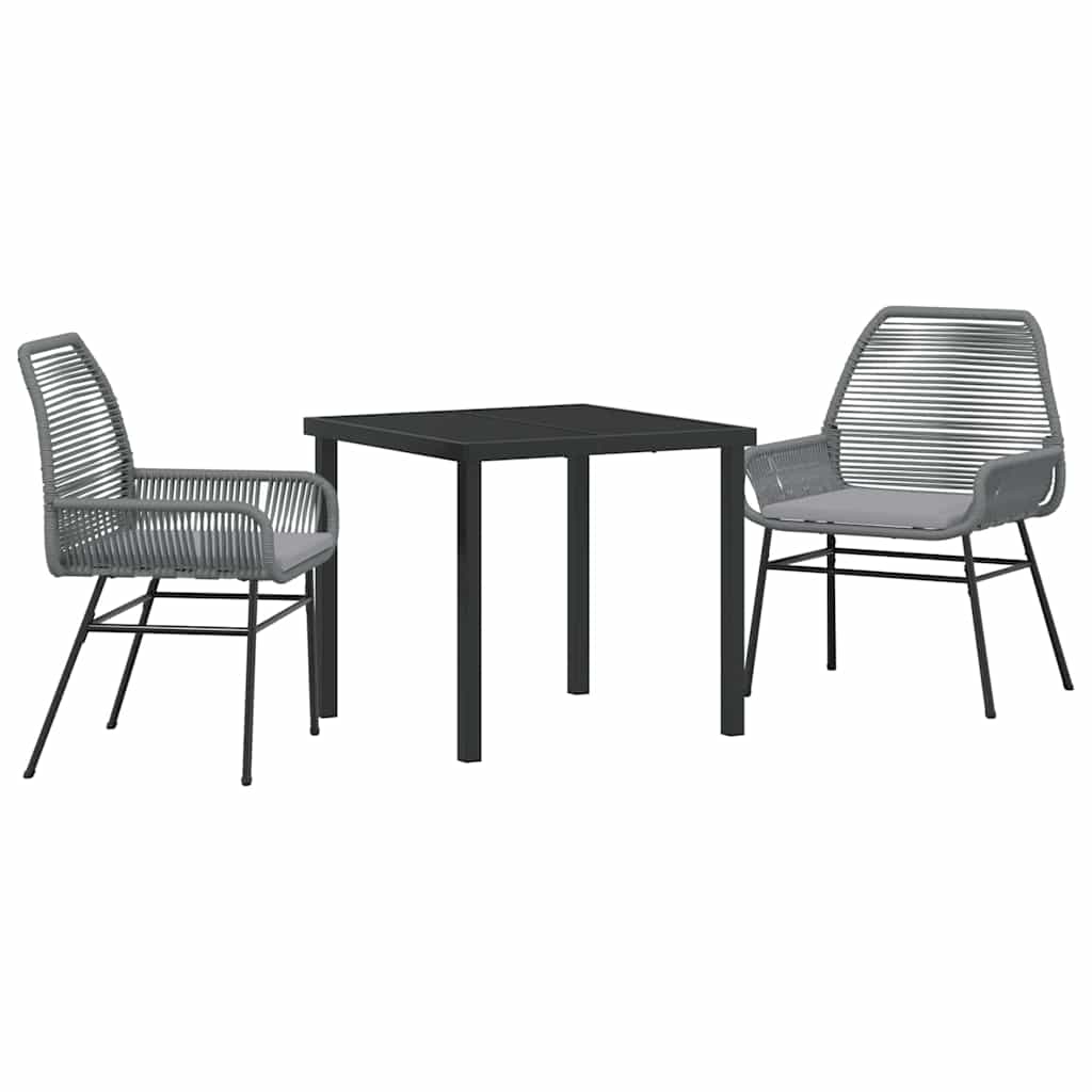 Ensemble de salle à manger pour jardin 3 pcs Gris polyrotin - XIOS