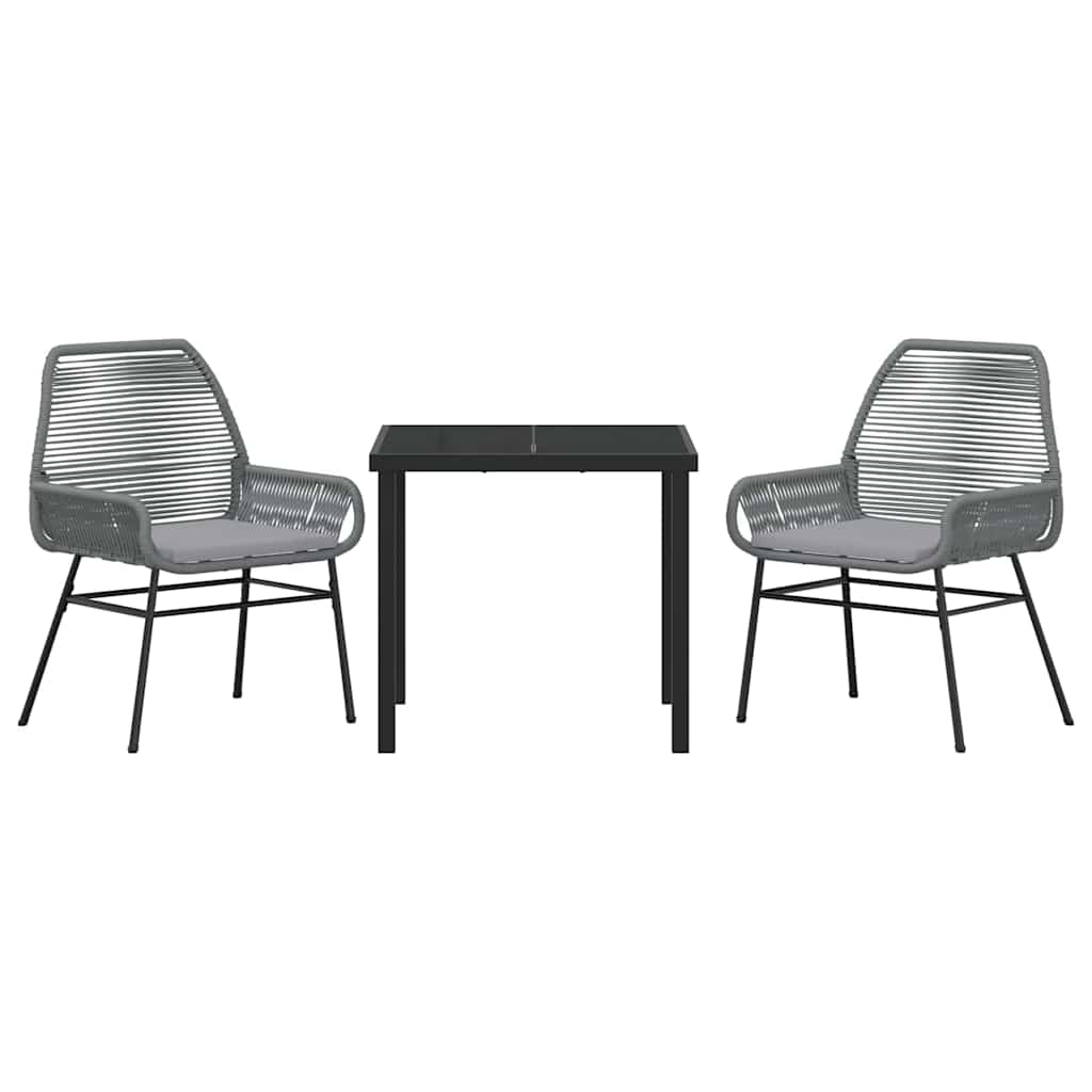 Ensemble de salle à manger pour jardin 3 pcs Gris polyrotin - XIOS