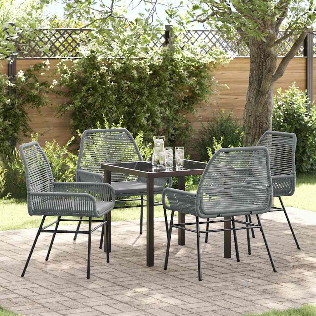 Ensemble de salle à manger pour jardin 5 pcs Gris polyrotin - XIOS