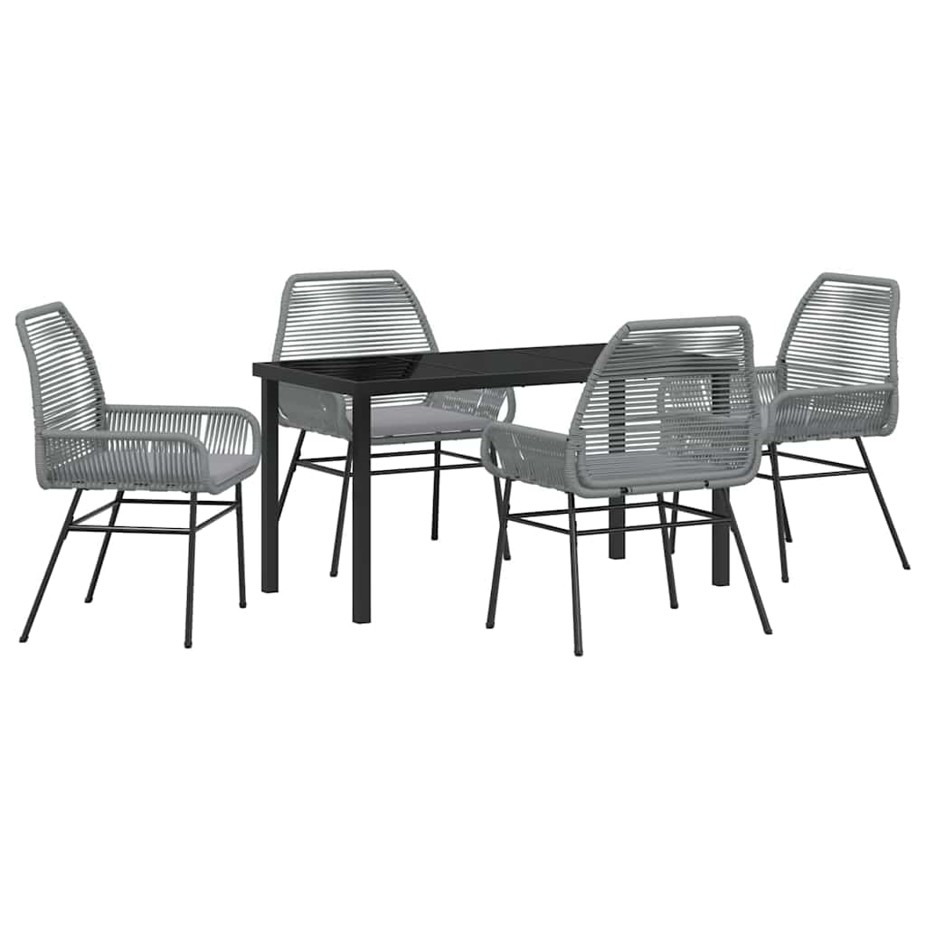 Ensemble de salle à manger pour jardin 5 pcs Gris polyrotin - XIOS
