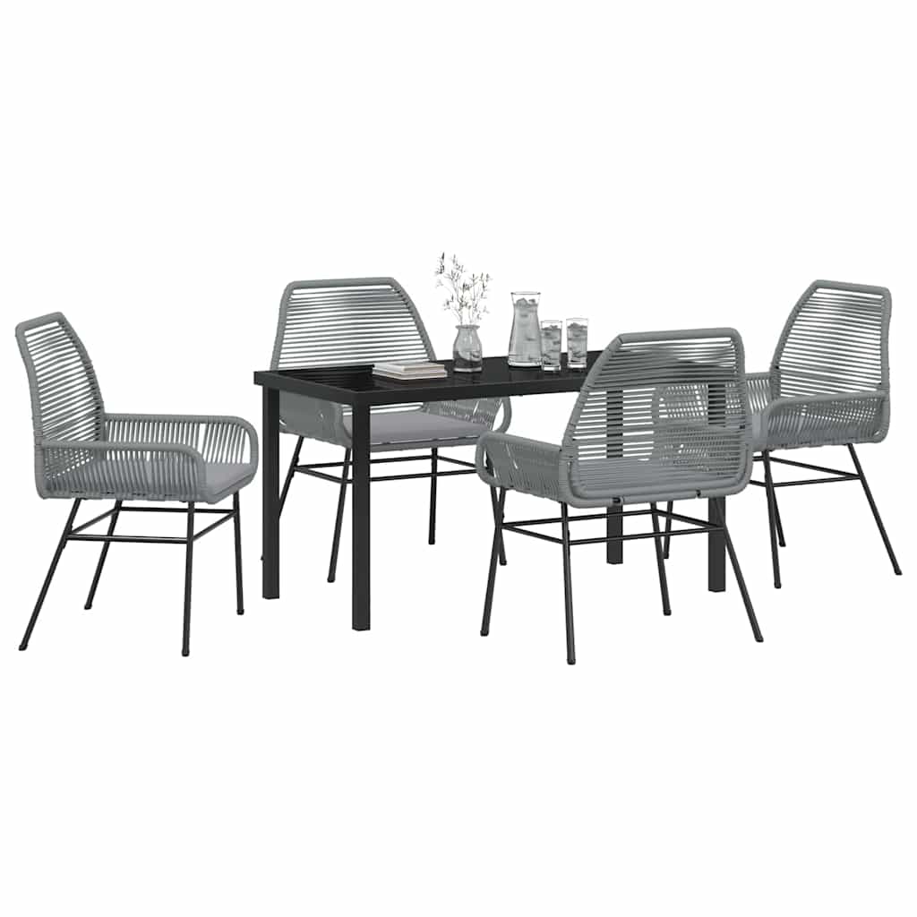 Ensemble de salle à manger pour jardin 5 pcs Gris polyrotin - XIOS