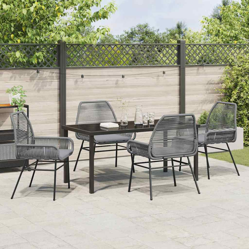 Ensemble de salle à manger pour jardin 5 pcs Gris polyrotin - XIOS