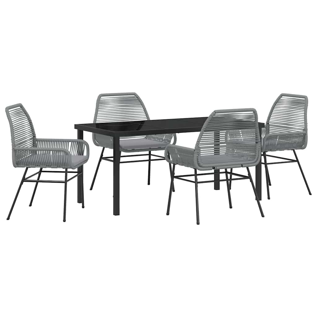 Ensemble de salle à manger pour jardin 5 pcs Gris polyrotin - XIOS