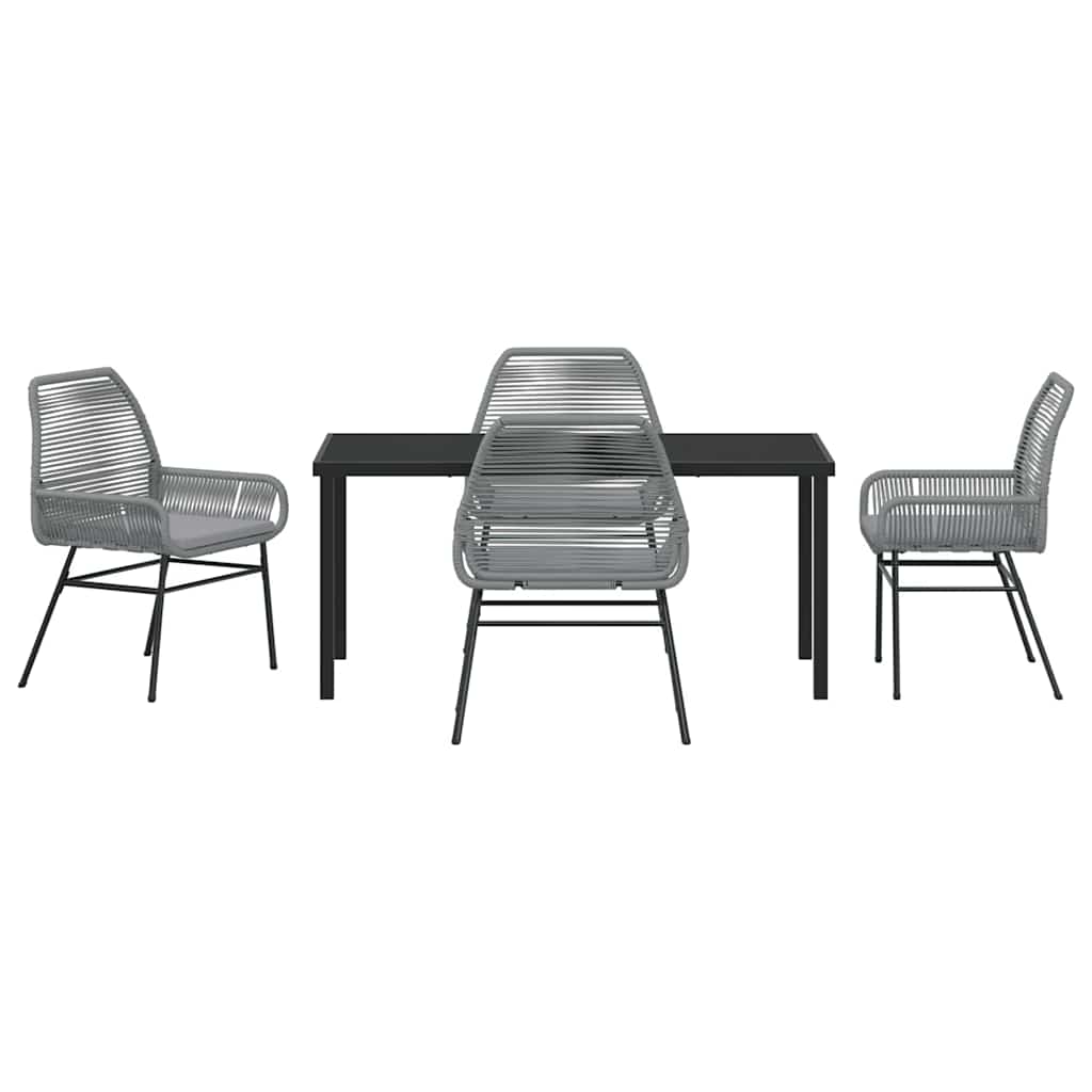 Ensemble de salle à manger pour jardin 5 pcs Gris polyrotin - XIOS