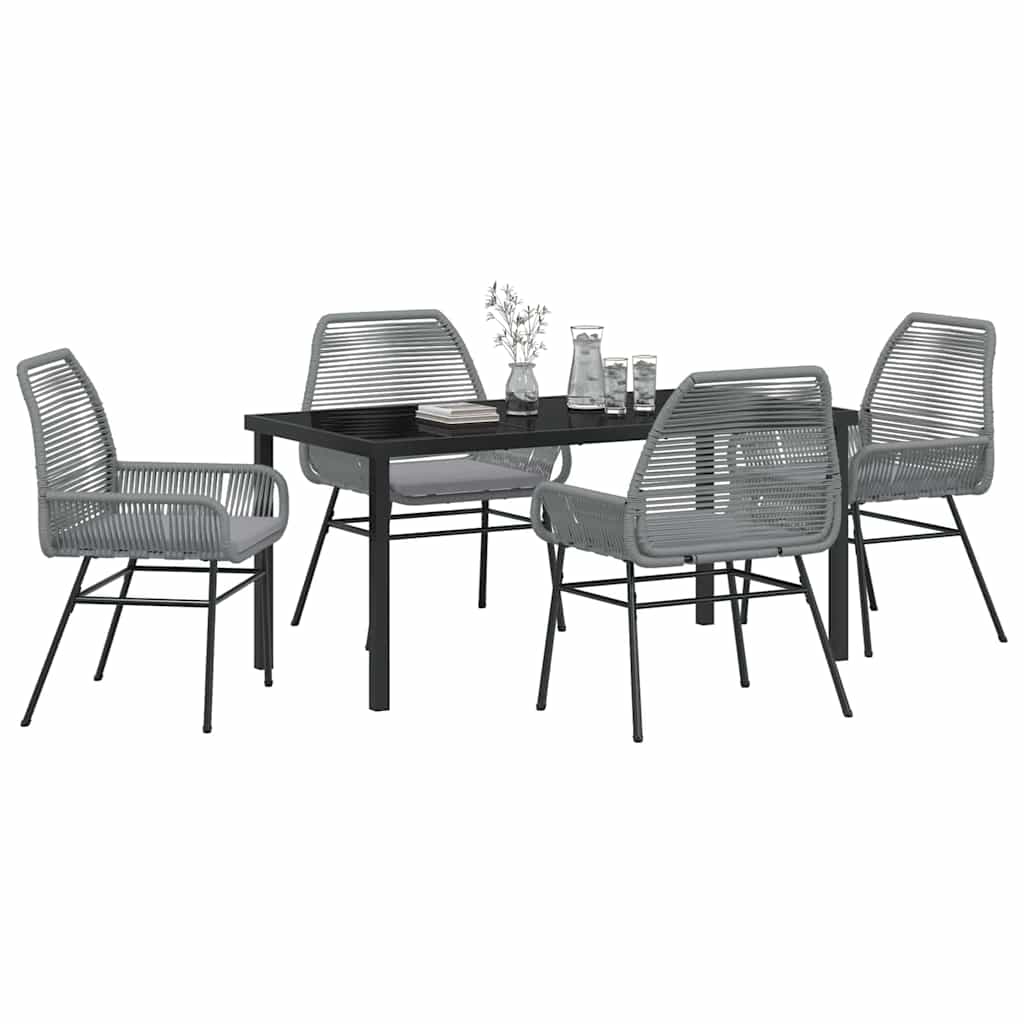 Ensemble de salle à manger pour jardin 5 pcs Gris polyrotin - XIOS