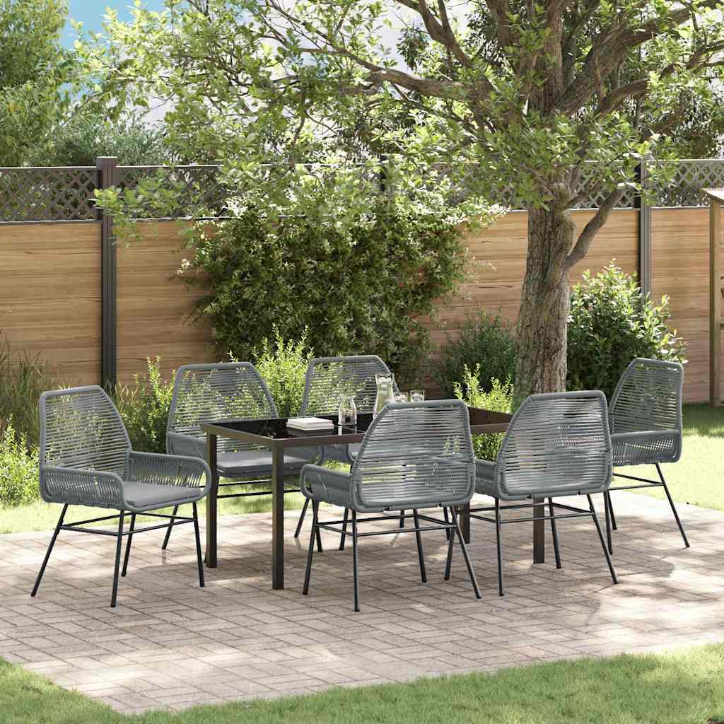Ensemble de salle à manger pour jardin 7 pcs Gris polyrotin - XIOS