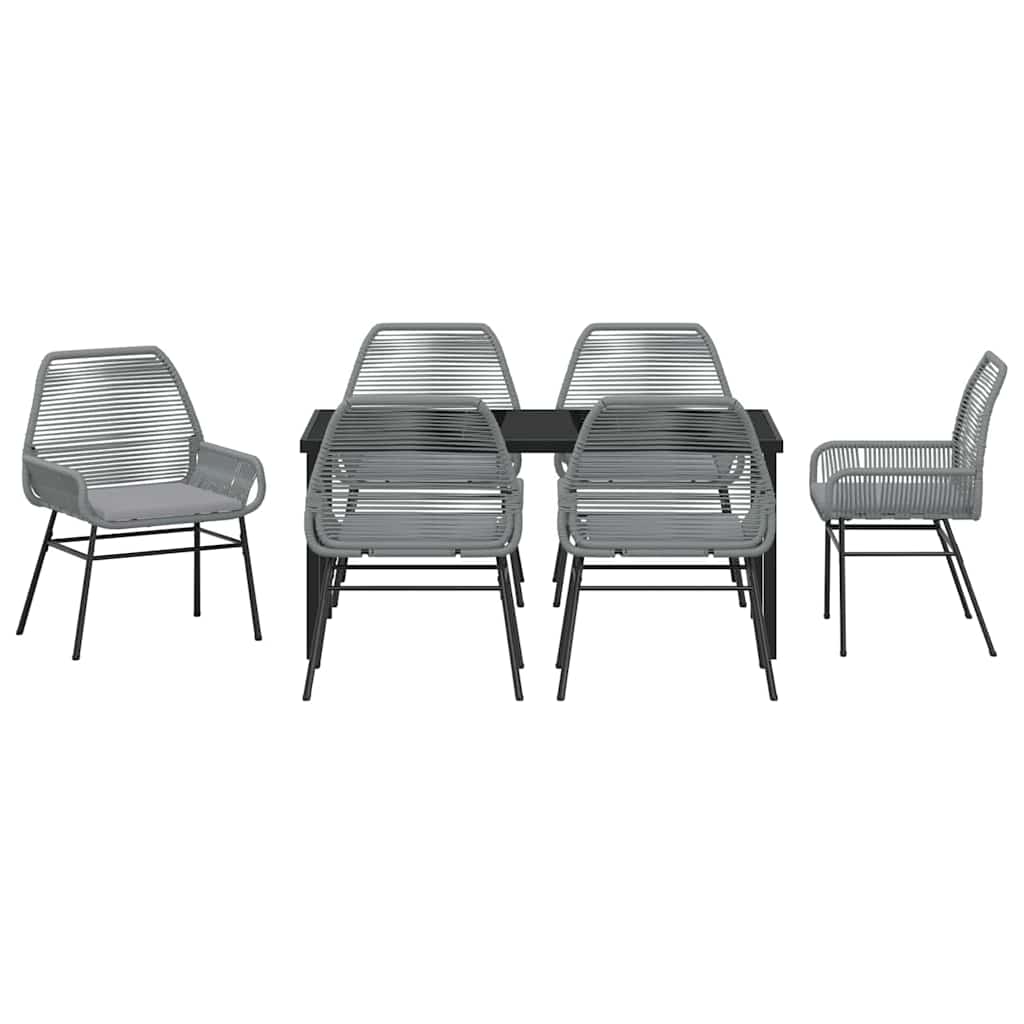 Ensemble de salle à manger pour jardin 7 pcs Gris polyrotin - XIOS