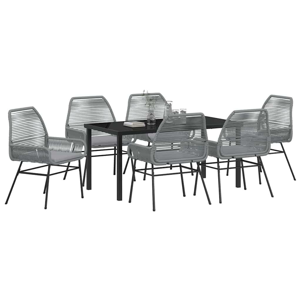 Ensemble de salle à manger pour jardin 7 pcs Gris polyrotin - XIOS