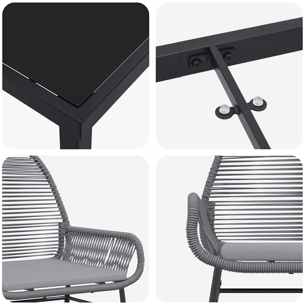 Ensemble de salle à manger pour jardin 7 pcs Gris polyrotin - XIOS