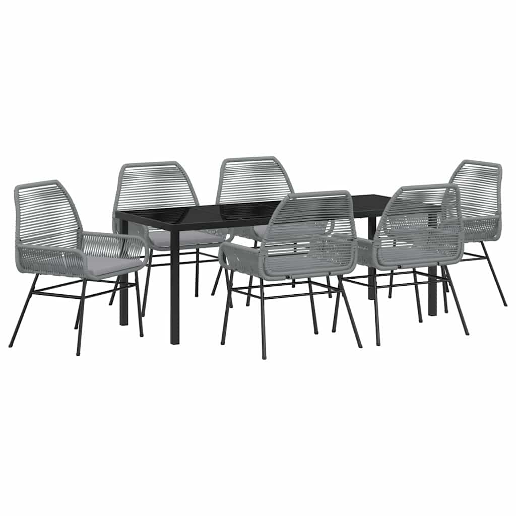Ensemble de salle à manger pour jardin 7 pcs Gris polyrotin - XIOS