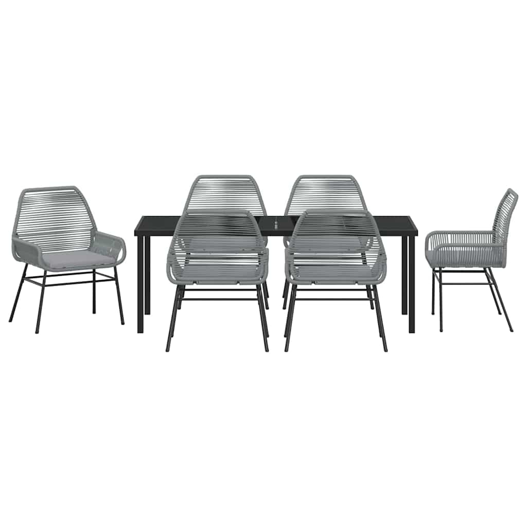 Ensemble de salle à manger pour jardin 7 pcs Gris polyrotin - XIOS