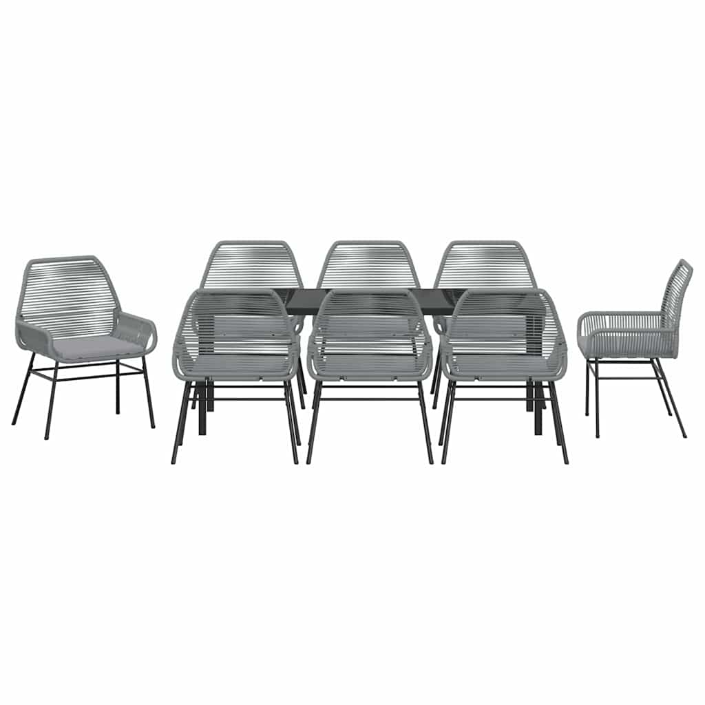 Ensemble de salle à manger pour jardin 9 pcs Gris polyrotin - XIOS