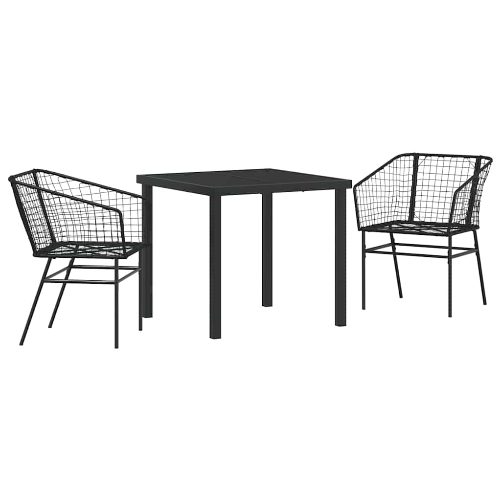 Ensemble de salle à manger pour jardin 3 pcs Noir polyrotin - XIOS