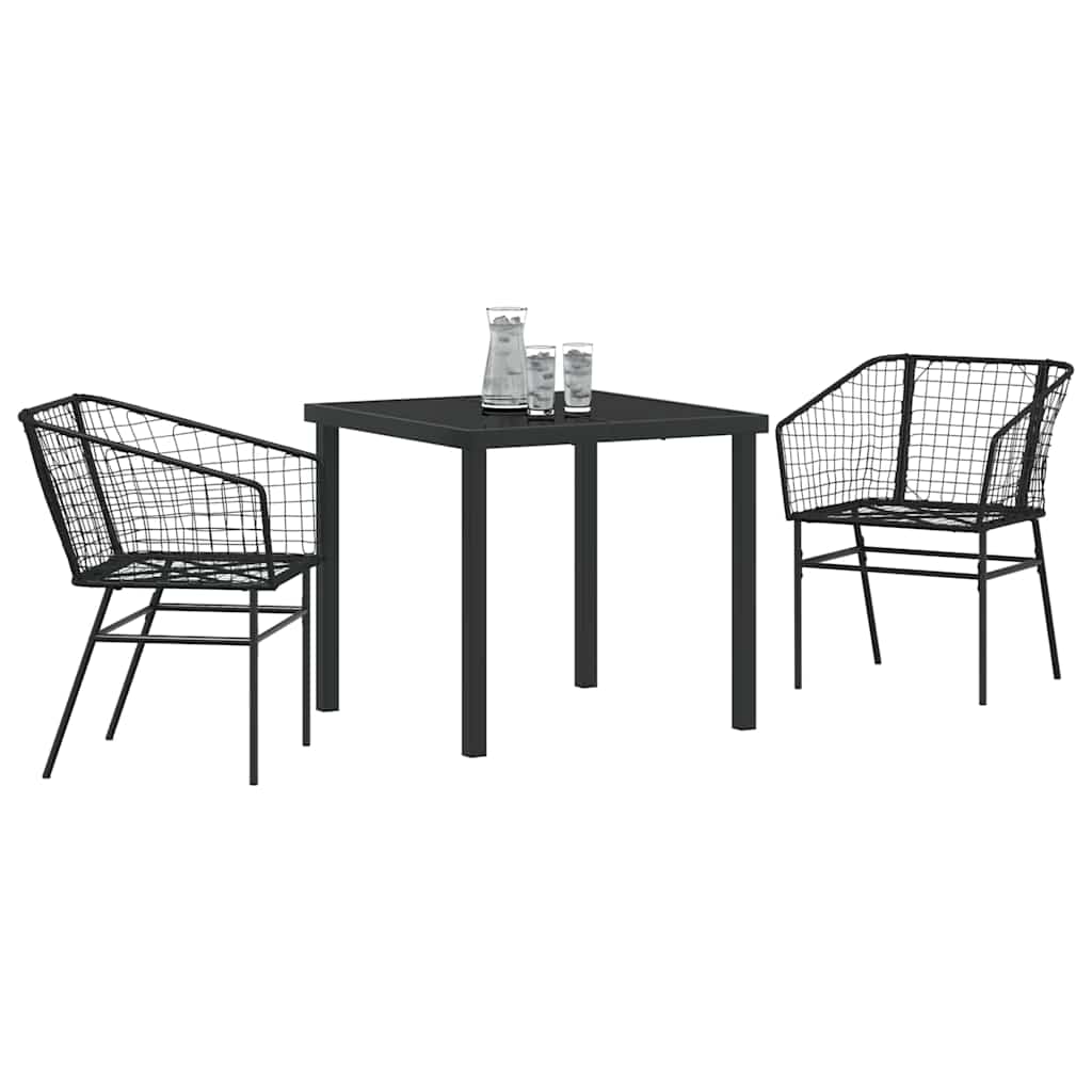 Ensemble de salle à manger pour jardin 3 pcs Noir polyrotin - XIOS