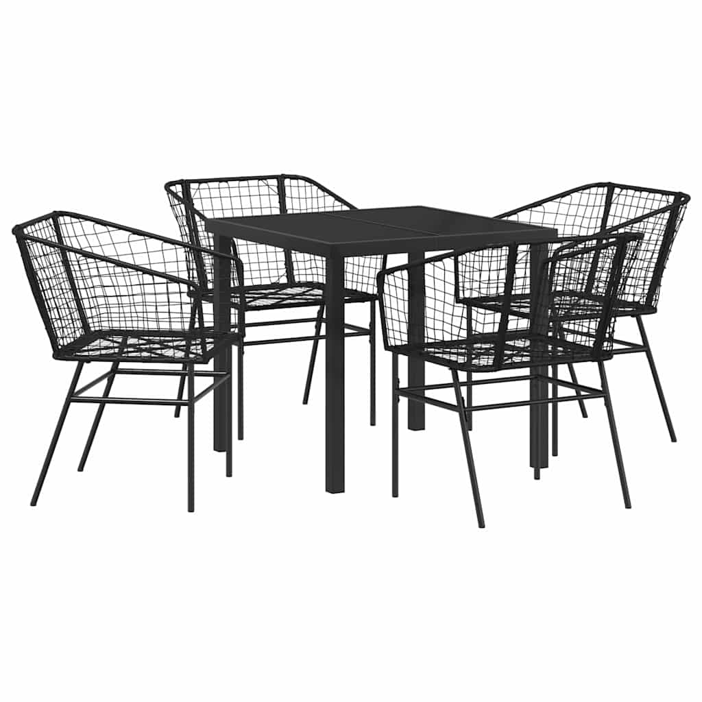 Ensemble de salle à manger pour jardin 5 pcs Noir polyrotin - XIOS