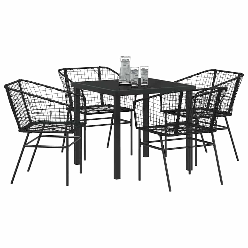 Ensemble de salle à manger pour jardin 5 pcs Noir polyrotin - XIOS