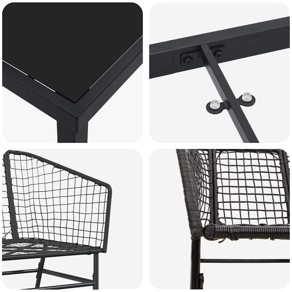 Ensemble de salle à manger pour jardin 5 pcs Noir polyrotin - XIOS