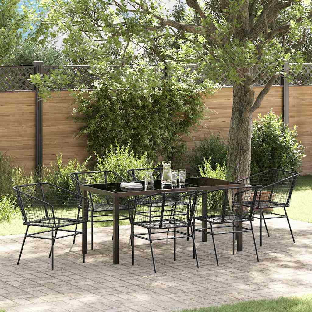 Ensemble de salle à manger pour jardin 7 pcs Noir polyrotin - XIOS