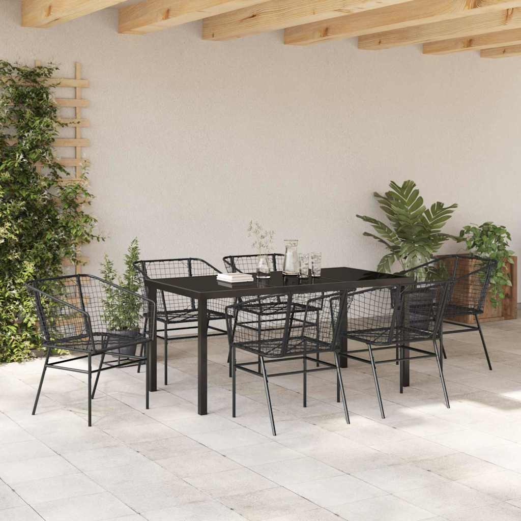 Ensemble de salle à manger pour jardin 7 pcs Noir polyrotin - XIOS