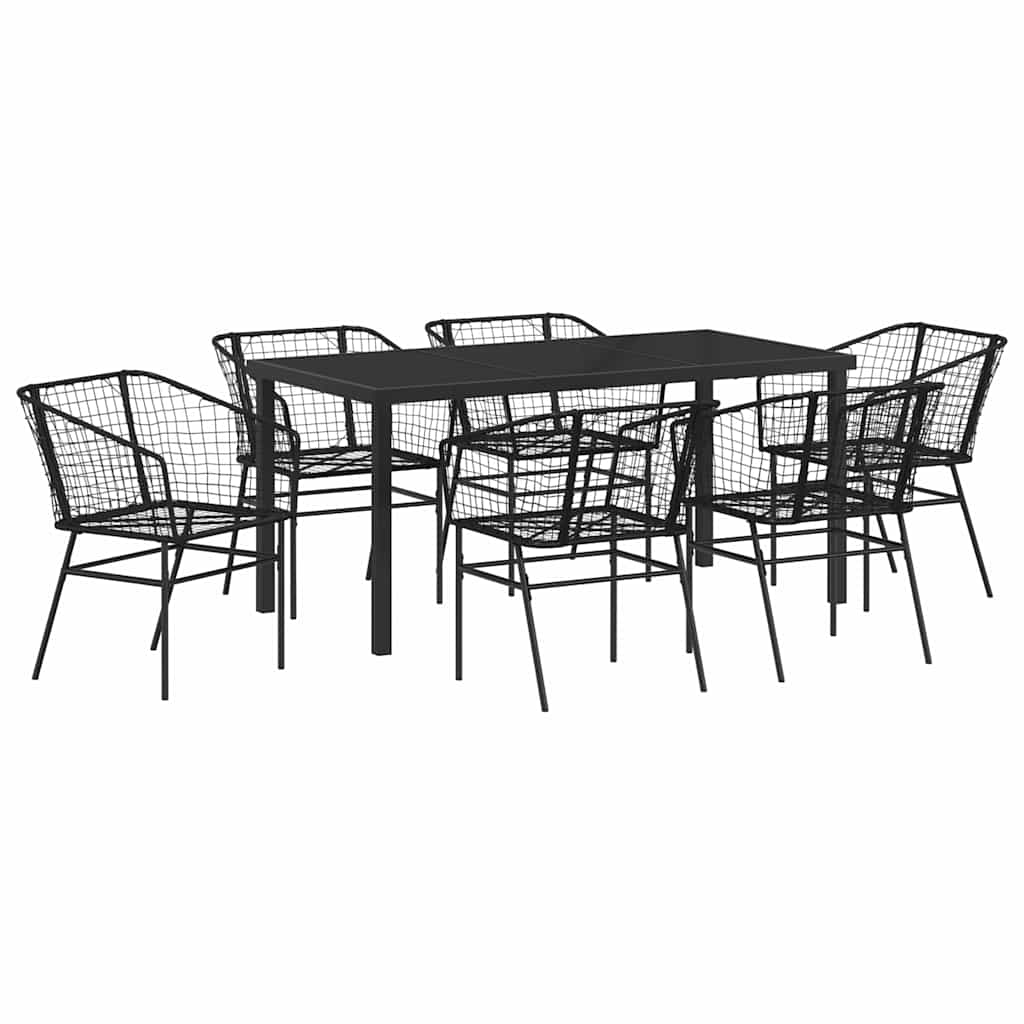 Ensemble de salle à manger pour jardin 7 pcs Noir polyrotin - XIOS