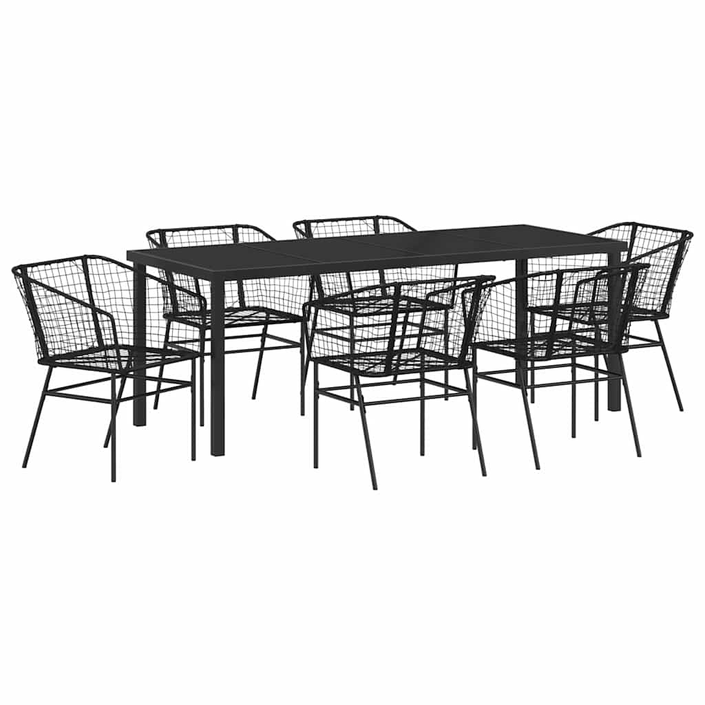 Ensemble de salle à manger pour jardin 7 pcs Noir polyrotin - XIOS
