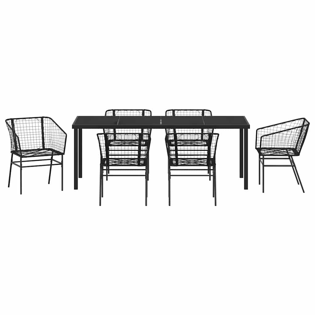 Ensemble de salle à manger pour jardin 7 pcs Noir polyrotin - XIOS
