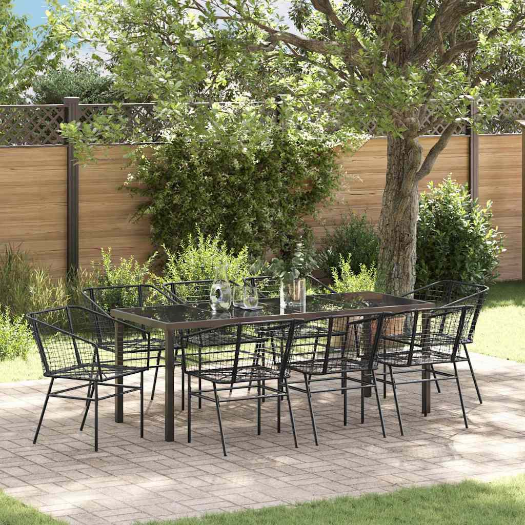 Ensemble de salle à manger pour jardin 9 pcs Noir polyrotin - XIOS