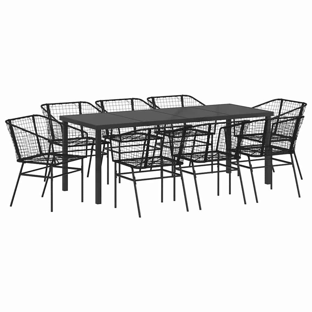 Ensemble de salle à manger pour jardin 9 pcs Noir polyrotin - XIOS