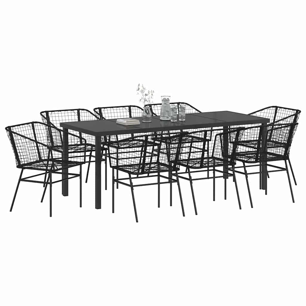 Ensemble de salle à manger pour jardin 9 pcs Noir polyrotin - XIOS