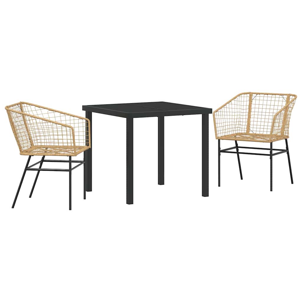 Ensemble de salle à manger pour jardin 3 pcs Marron polyrotin - XIOS