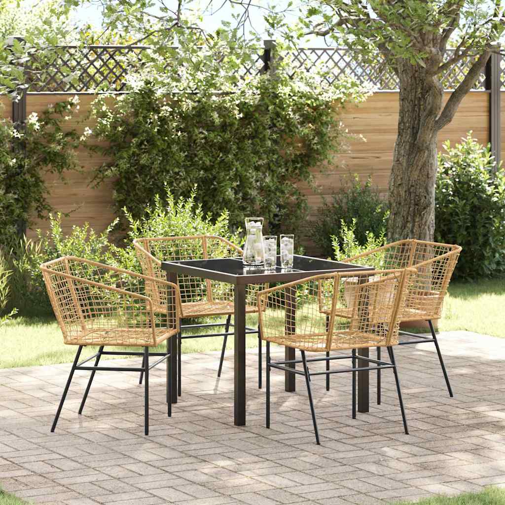Ensemble de salle à manger pour jardin 5 pcs Marron polyrotin - XIOS