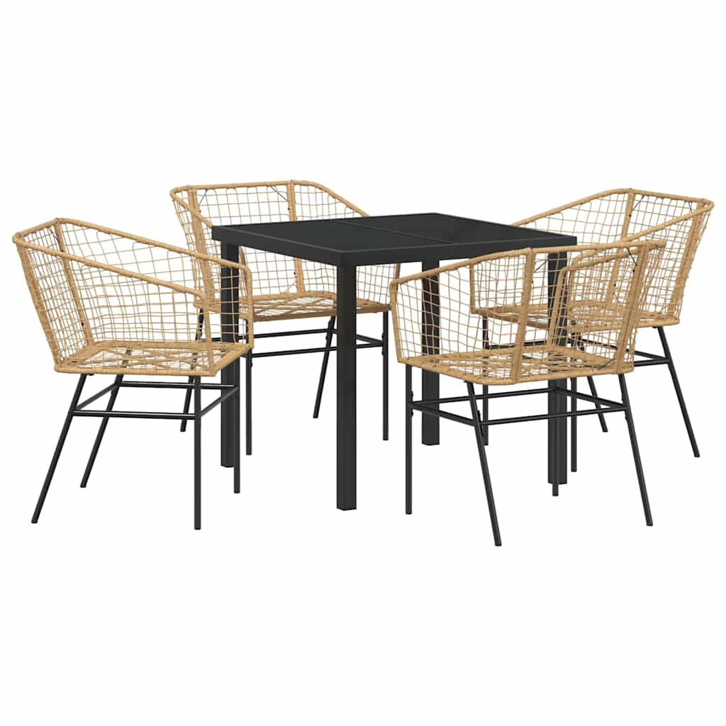 Ensemble de salle à manger pour jardin 5 pcs Marron polyrotin - XIOS