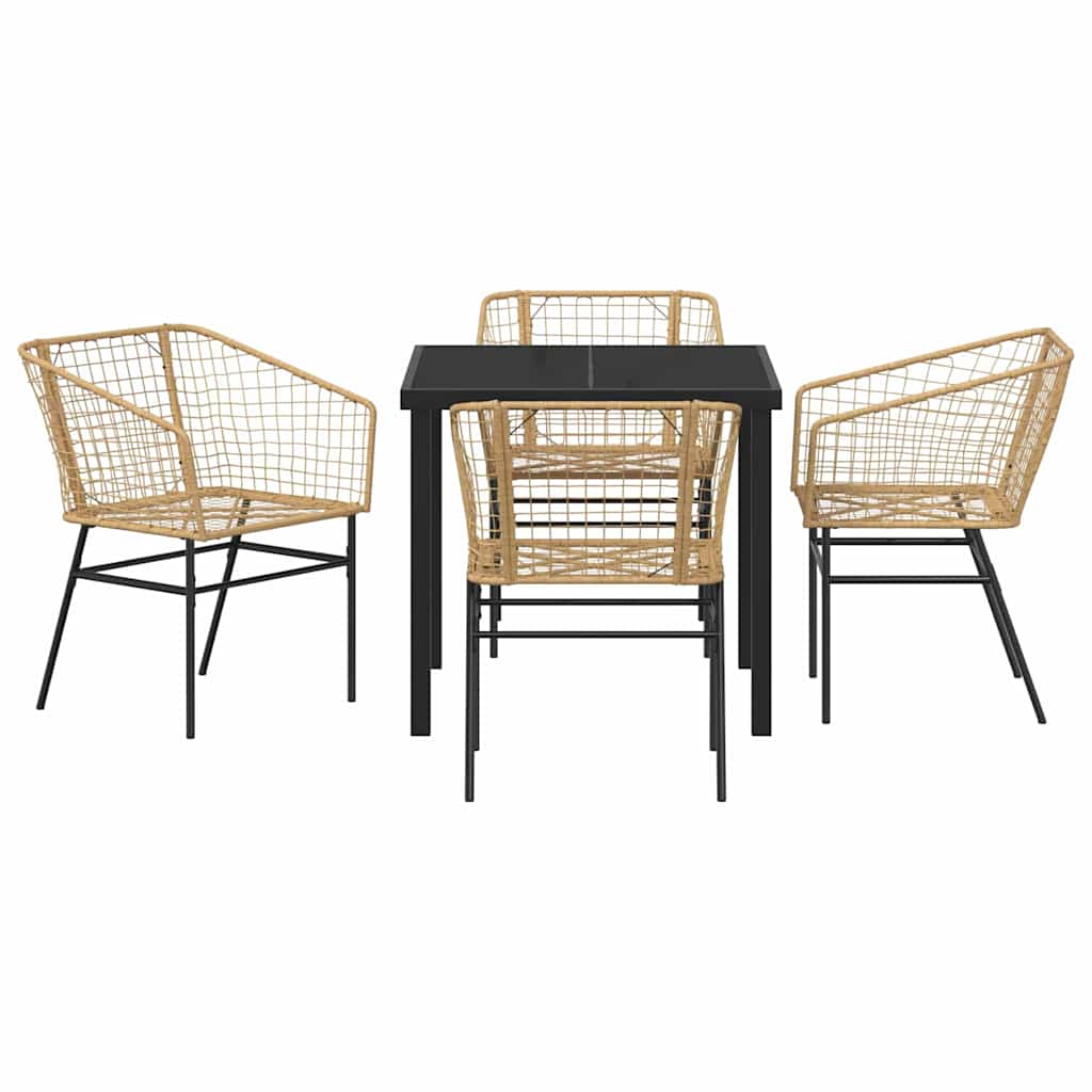 Ensemble de salle à manger pour jardin 5 pcs Marron polyrotin - XIOS