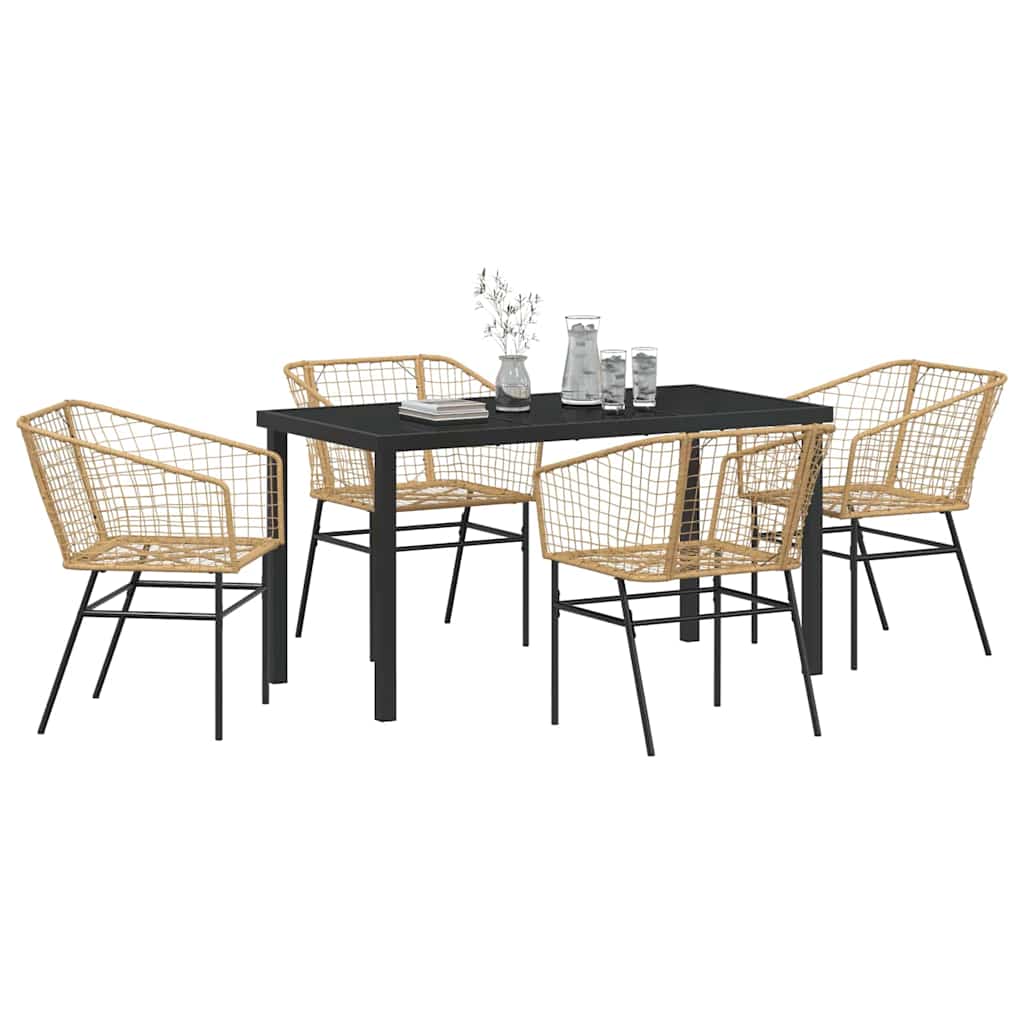 Ensemble de salle à manger pour jardin 5 pcs Marron polyrotin - XIOS