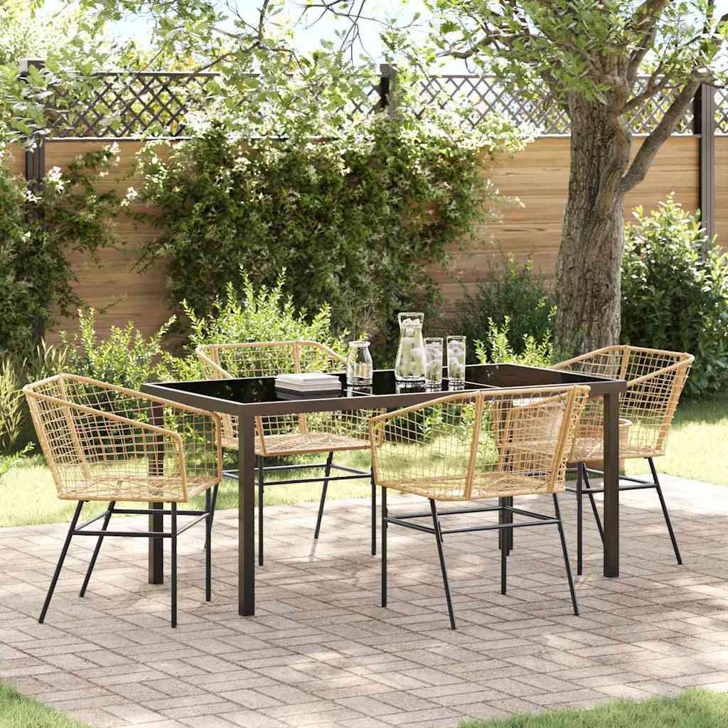 Ensemble de salle à manger pour jardin 5 pcs Marron polyrotin - XIOS