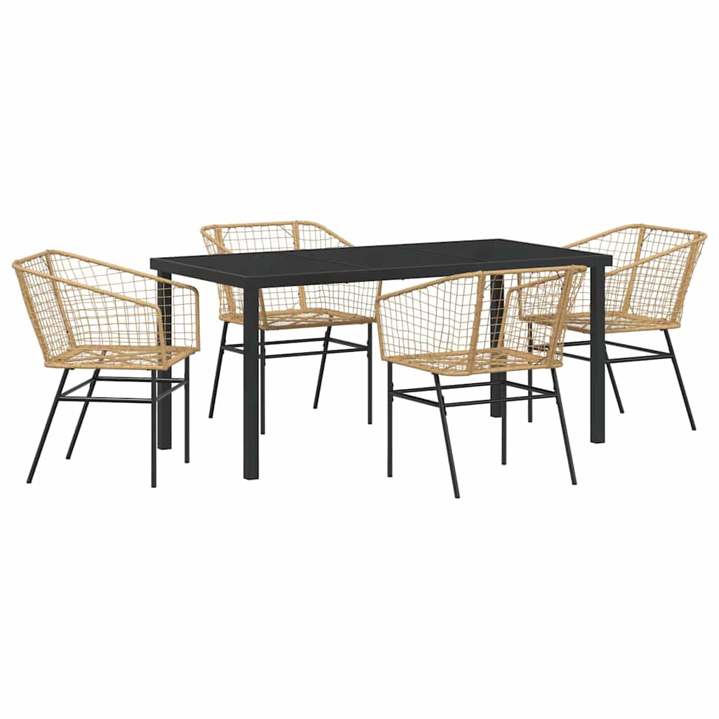 Ensemble de salle à manger pour jardin 5 pcs Marron polyrotin - XIOS
